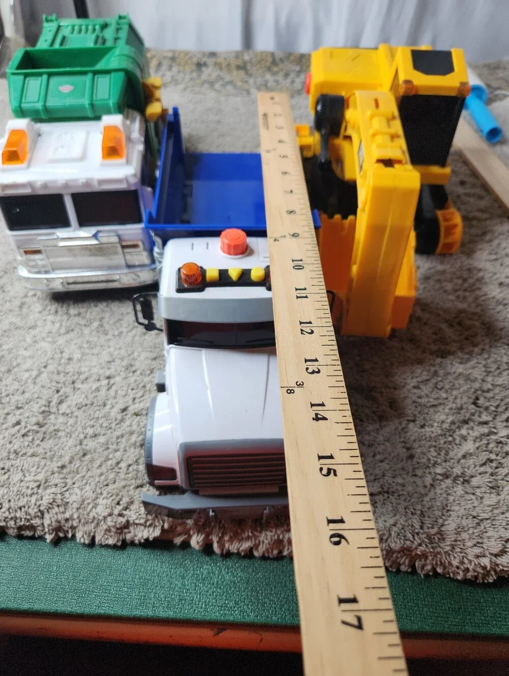 3 Kid's Toy Trucks - Garbage Truck, Dump Truck & Backhoe